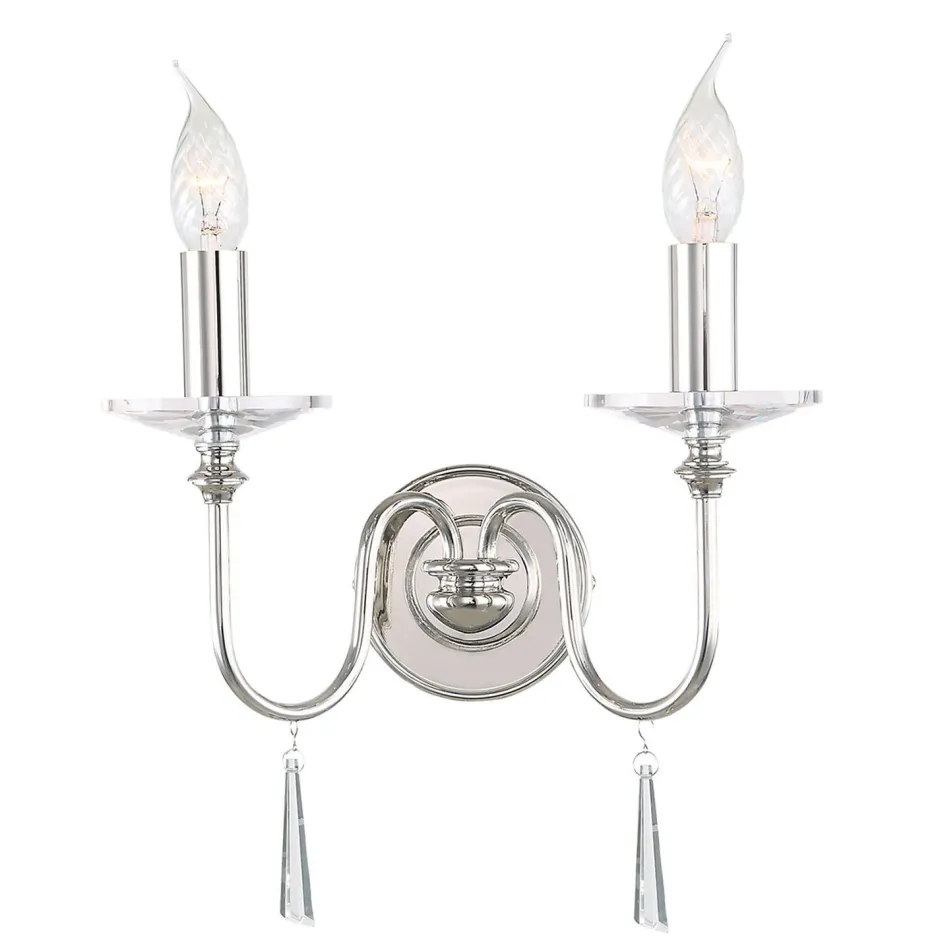 Elstead Wandleuchte CANDELA 6 in Nickel 2-flmg Wand Lampe< Wohnzimmerlampen|Kristalllampen
