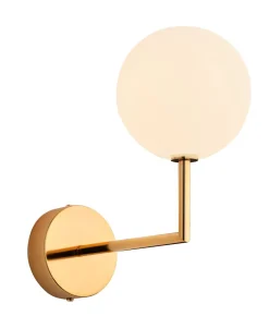 Wandleuchten|Schlafzimmer Lampen*Jupiter Wandleuchte Echt-Messing Glas G9 T:27,5 cm in Gold