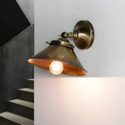 Giovanni Battista Wandleuchte Echt-Messing in Bronze hell< Wohnzimmerlampen|Metall Lampen