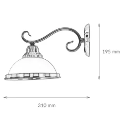 Wandleuchten|Küchenlampen*Easylight Wandleuchte ELISETT mit Glasschirm Antik