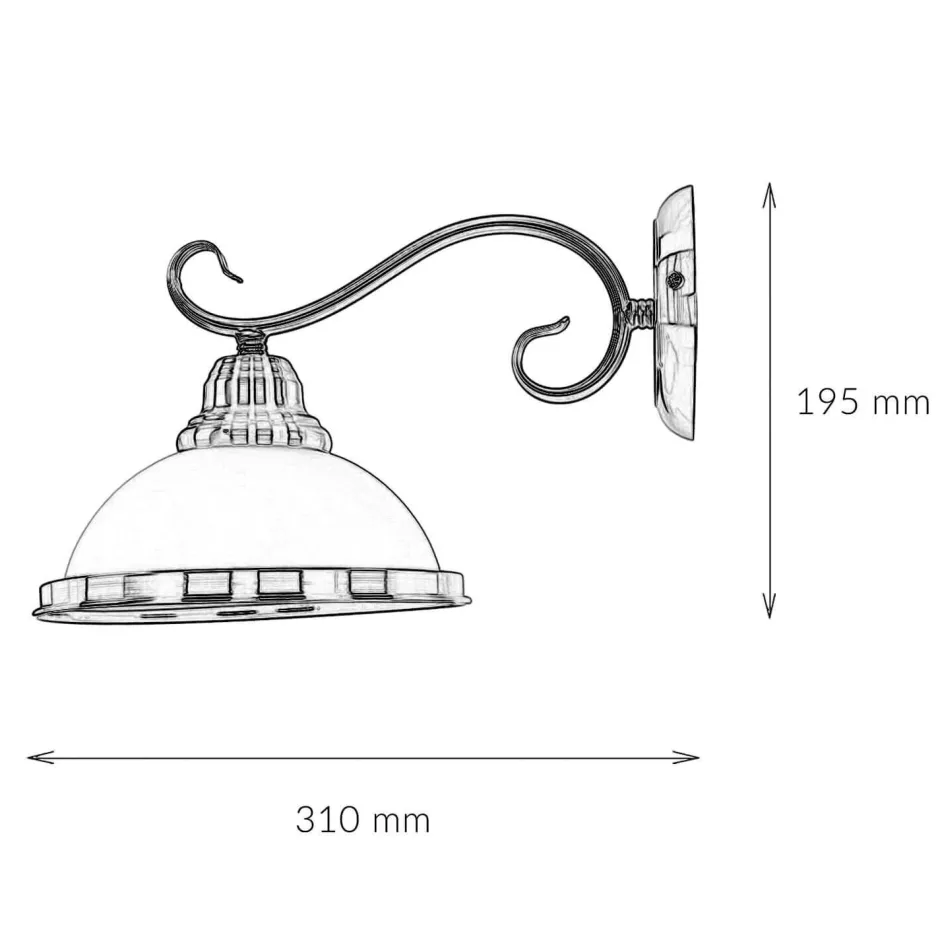 Wandleuchten|Küchenlampen*Easylight Wandleuchte ELISETT mit Glasschirm Antik