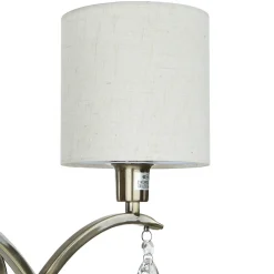 Searchlight Wandleuchte 2-flammig in Messing Antik Natur E14 Stoff< Wohnzimmerlampen|Glaslampen