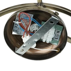 Searchlight Wandleuchte 2-flammig in Messing Antik Natur E14 Stoff< Wohnzimmerlampen|Glaslampen