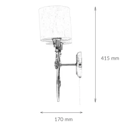 Searchlight Wandleuchte 2-flammig in Messing Antik Natur E14 Stoff< Wohnzimmerlampen|Glaslampen