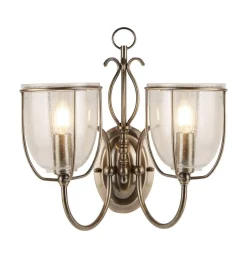 Wandleuchten|Wohnzimmerlampen*Searchlight Wandleuchte 2-flammig mit Schalter E14 Glas Metall