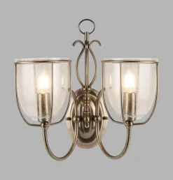 Wandleuchten|Wohnzimmerlampen*Searchlight Wandleuchte 2-flammig mit Schalter E14 Glas Metall