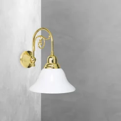 Giovanni Battista Wandleuchte Glas Messing H: 25,5 cm E14 Jugendstil< Wandleuchten|Badezimmer Lampe