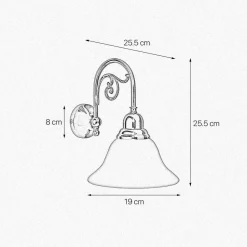Giovanni Battista Wandleuchte Glas Messing H: 25,5 cm E14 Jugendstil< Wandleuchten|Badezimmer Lampe