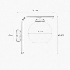 Wandleuchten|Badezimmer Lampe*Giovanni Battista Wandleuchte Glas Messing H: 25 cm in Bronze Weiß E27