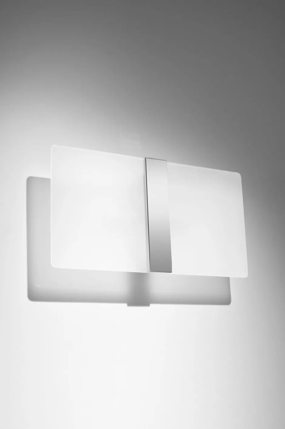 Wohnzimmerlampen|Glaslampen*Sollux Wandleuchte Glas Metall 35 cm breit Weiß Chrom 2x G9