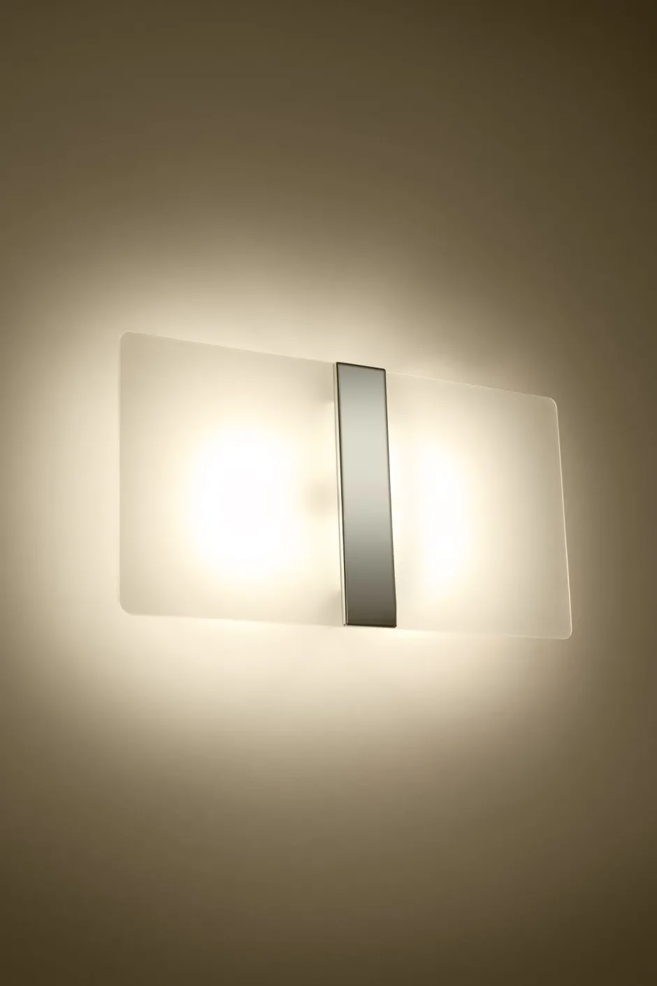 Wohnzimmerlampen|Glaslampen*Sollux Wandleuchte Glas Metall 35 cm breit Weiß Chrom 2x G9