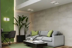 Wohnzimmerlampen|Glaslampen*Sollux Wandleuchte Glas Metall 35 cm breit Weiß Chrom 2x G9