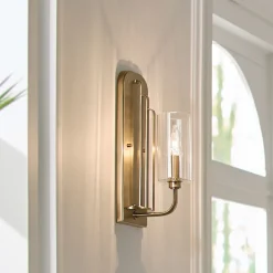 Wandleuchten|Metall Lampen*Elstead Wandleuchte Glas Metall E14 35,5 cm hoch Jugendstil