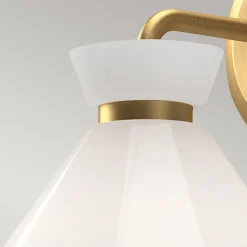 Wandleuchten|Küchenlampen*Elstead Wandleuchte Glas Metall H: 22,2 cm in Gold Weiß Retro