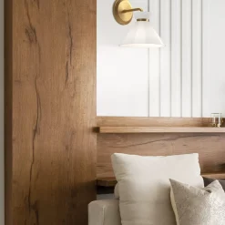 Wandleuchten|Küchenlampen*Elstead Wandleuchte Glas Metall H: 22,2 cm in Gold Weiß Retro