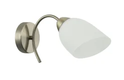 Lamkur Wandleuchte Glas Metall in Messing Weiß E27 Jugendstil< Wandleuchten|Jugendstil Lampen