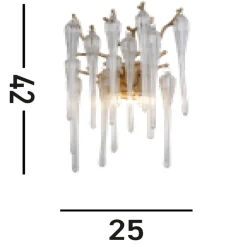 Searchlight Wandleuchte Glas Metall in Gold H:42 cm G9 2-flammig< Wohnzimmerlampen|Metall Lampen