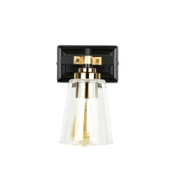 Glaslampen|Industrie Lampen*Easylight Wandleuchte Glas Metall in Schwarz Messing Industrial