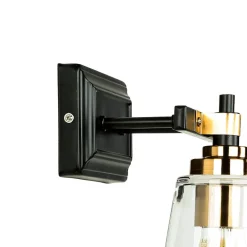 Glaslampen|Industrie Lampen*Easylight Wandleuchte Glas Metall in Schwarz Messing Industrial