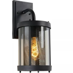 Wandleuchte Glas Metall Schwarz IP23 E27 Garten Haustür< Außenwandleuchten|Moderne Außenleuchten