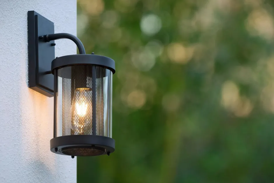 Wandleuchte Glas Metall Schwarz IP23 E27 Garten Haustür< Außenwandleuchten|Moderne Außenleuchten