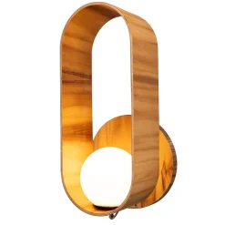 Elstead Wandleuchte Glas Teakholz Furnier E27 H: 52,5 cm blendarm< Flurlampen|Wohnzimmerlampen