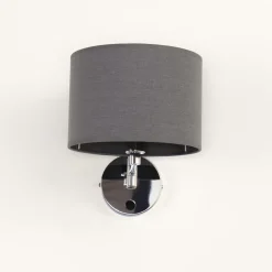 Nowodvorski Wandleuchte Grau Metall Stoff< Wohnzimmerlampen|Stofflampen