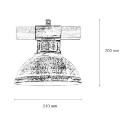 Luminex Wandleuchte HAKON Kupfer Antik Echt Holz Metall< Wandleuchten|Küchenlampen
