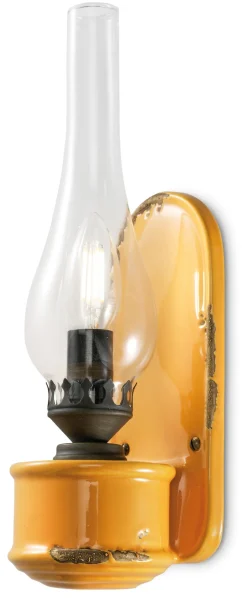 Ferroluce Wandleuchte Handarbeit Glas H: 33 cm Gelb Shabby Antik E14< Wohnzimmerlampen|Glaslampen