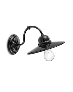 Ferroluce Wandleuchte Handarbeit Keramik 20 cm breit Schwarz E27< Wohnzimmerlampen|Keramiklampen