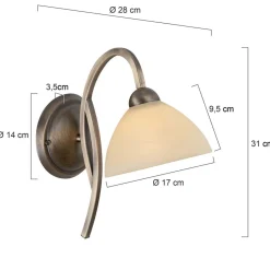 Steinhauer Wandleuchte in Bronze Creme T:28 cm E27 Klassisch< Wandleuchten|Flurlampen