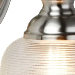 Wohnzimmerlampen|Glaslampen*Searchlight Wandleuchte in Silber Klar E27 Glas Metall mit Schalter