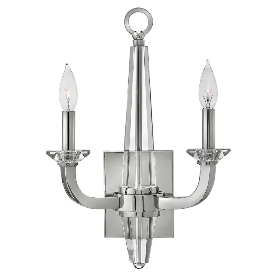 Wohnzimmerlampen|Metall Lampen*Elstead Wandleuchte innen 45 cm hoch Metall Kristall 2x E14