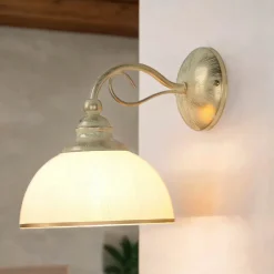 Glaslampen|Jugendstil Lampen*Jupiter Wandleuchte Jugendstil in Weiß Gold Wohnzimmer Flur