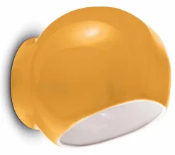 Ferroluce Wandleuchte Keramik 21 cm breit Gelb E27 rund Retro< Wohnzimmerlampen|Keramiklampen