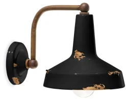 Ferroluce Wandleuchte Keramik E27 H: 21 cm Schwarz Industrial< Wohnzimmerlampen|Keramiklampen