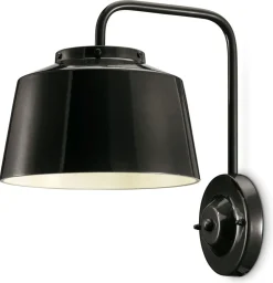 Wohnzimmerlampen|Keramiklampen*Ferroluce Wandleuchte Keramik Metall E27 34 cm hoch Schwarz Retro