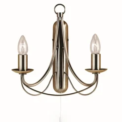 Kronleuchter|Wohnzimmerlampen*Searchlight Wandleuchte klassisch mit in Messing Antik