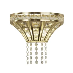 Wandleuchten|Flurlampen*Searchlight Wandleuchte Kristall in Messing Klar B: 25 cm Art Déco 2x G9