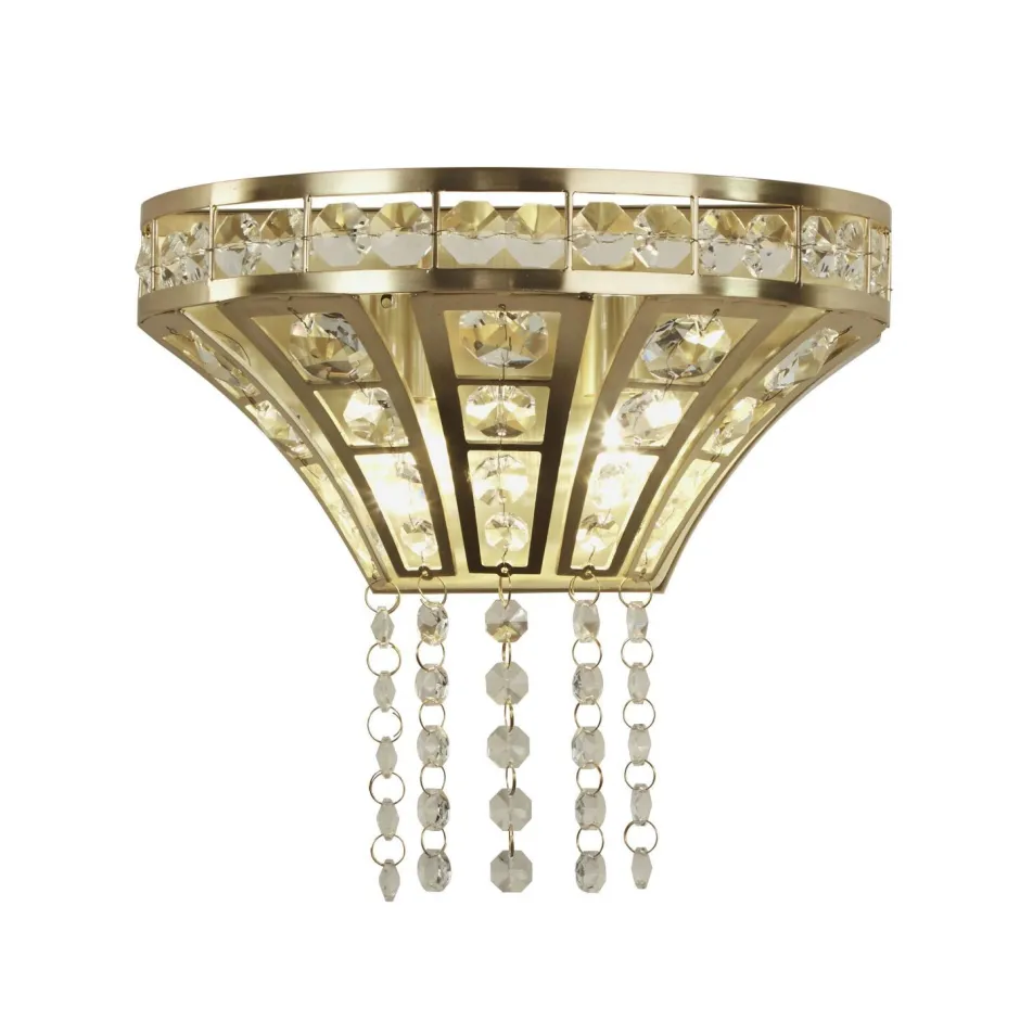 Wandleuchten|Flurlampen*Searchlight Wandleuchte Kristall in Messing Klar B: 25 cm Art Déco 2x G9