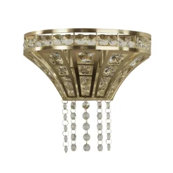 Wandleuchten|Flurlampen*Searchlight Wandleuchte Kristall in Messing Klar B: 25 cm Art Déco 2x G9