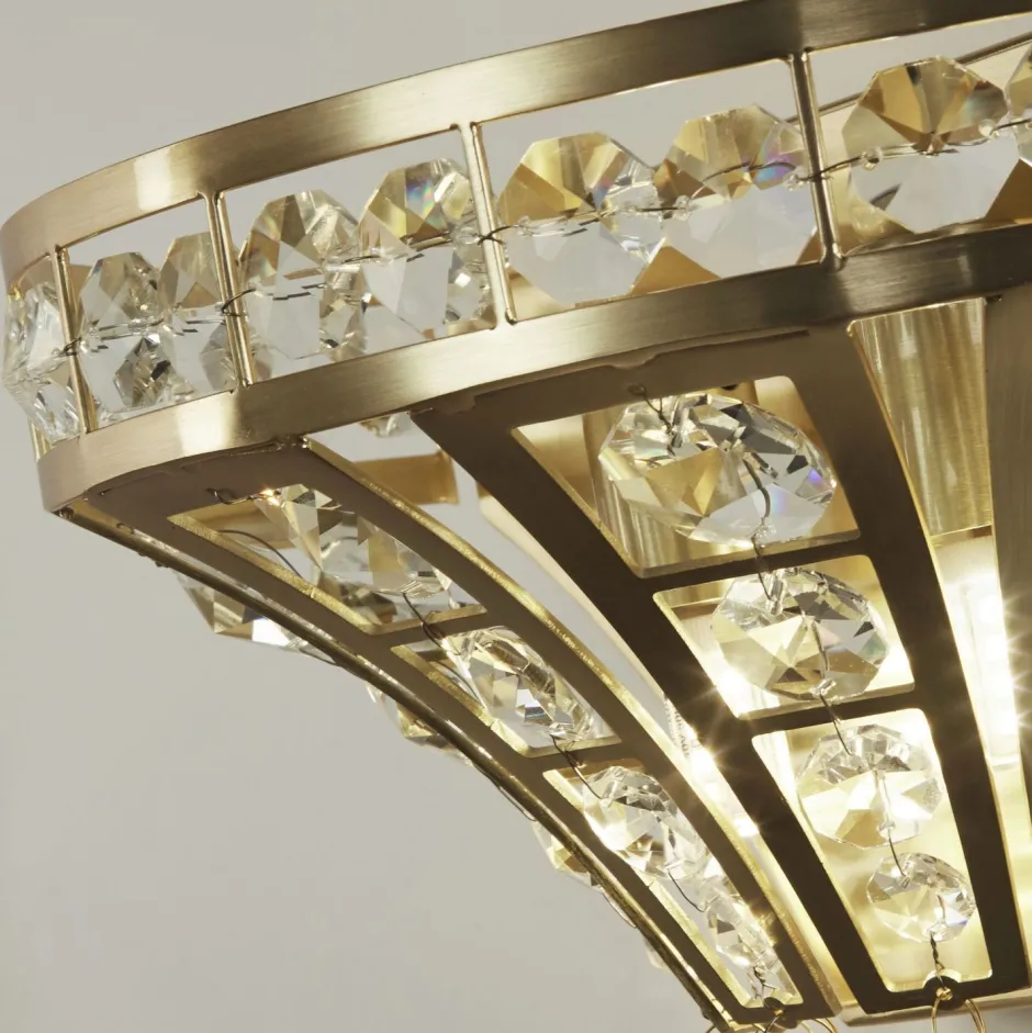 Wandleuchten|Flurlampen*Searchlight Wandleuchte Kristall in Messing Klar B: 25 cm Art Déco 2x G9