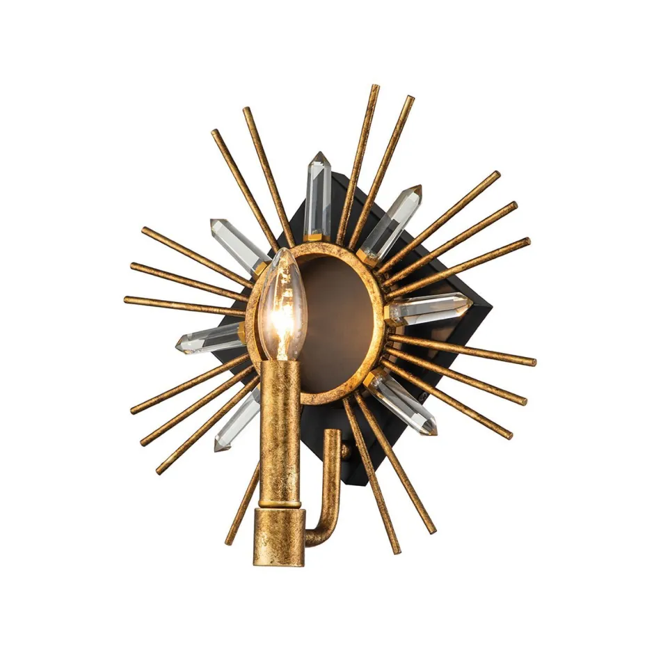 Wandleuchten|Flurlampen*Elstead Wandleuchte Kristall Metall E14 B: 31,8 cm in Gold Schwarz