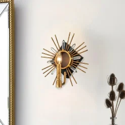 Wandleuchten|Flurlampen*Elstead Wandleuchte Kristall Metall E14 B: 31,8 cm in Gold Schwarz