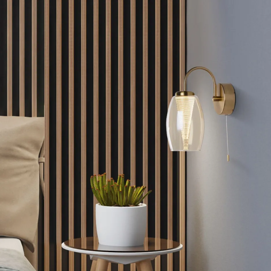Searchlight Wandleuchte LED in Bronze Champagner 3000 K mit Schalter< Led Lampen|Wandleuchten