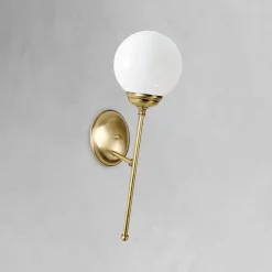 Giovanni Battista Wandleuchte Messing Glas E14 in Bronze hell glänzend Weiß< Wandleuchten|Badezimmer Lampe