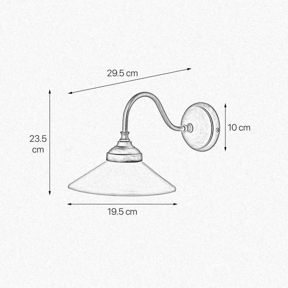 Giovanni Battista Wandleuchte Messing Glas H: 23,5 cm Rustikal schwenkbar E14< Spots|Badezimmer Lampe