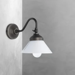 Giovanni Battista Wandleuchte Messing Glas H: 18,5 cm klein schwenkbar E14< Spots|Badezimmer Lampe