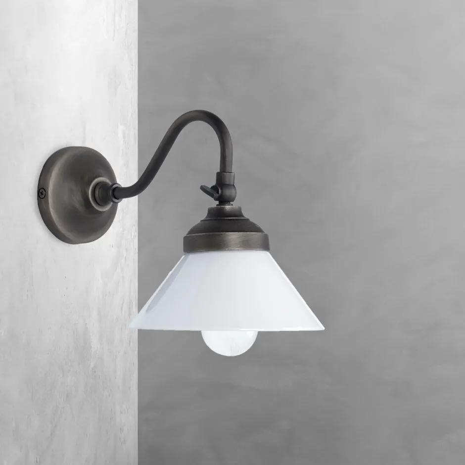 Giovanni Battista Wandleuchte Messing Glas H: 18,5 cm klein schwenkbar E14< Spots|Badezimmer Lampe