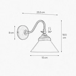 Giovanni Battista Wandleuchte Messing Glas H: 18,5 cm klein schwenkbar E14< Spots|Badezimmer Lampe